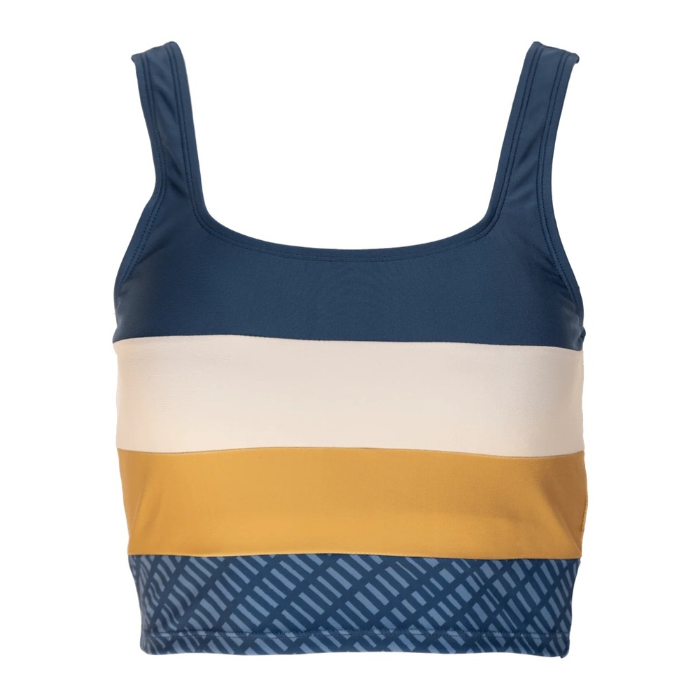 Womens Nani Size XS Core Crop Swimsuit Top Dark Blue and Yellow - Coastal Slate